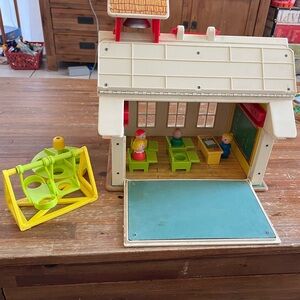 Fisher-Price 1971 Schoolhouse Playset with Accessories & Little People